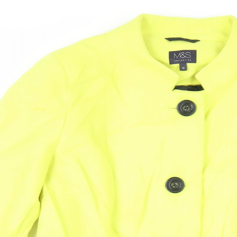 Marks and Spencer Womens Yellow Overcoat Coat Size 10 Button