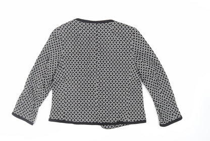 Classics Womens Black Geometric Jacket Blazer Size 16 - Open