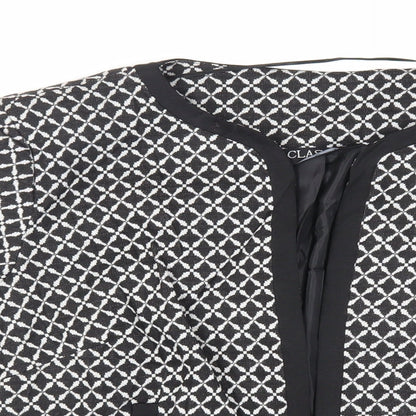 Classics Womens Black Geometric Jacket Blazer Size 16 - Open