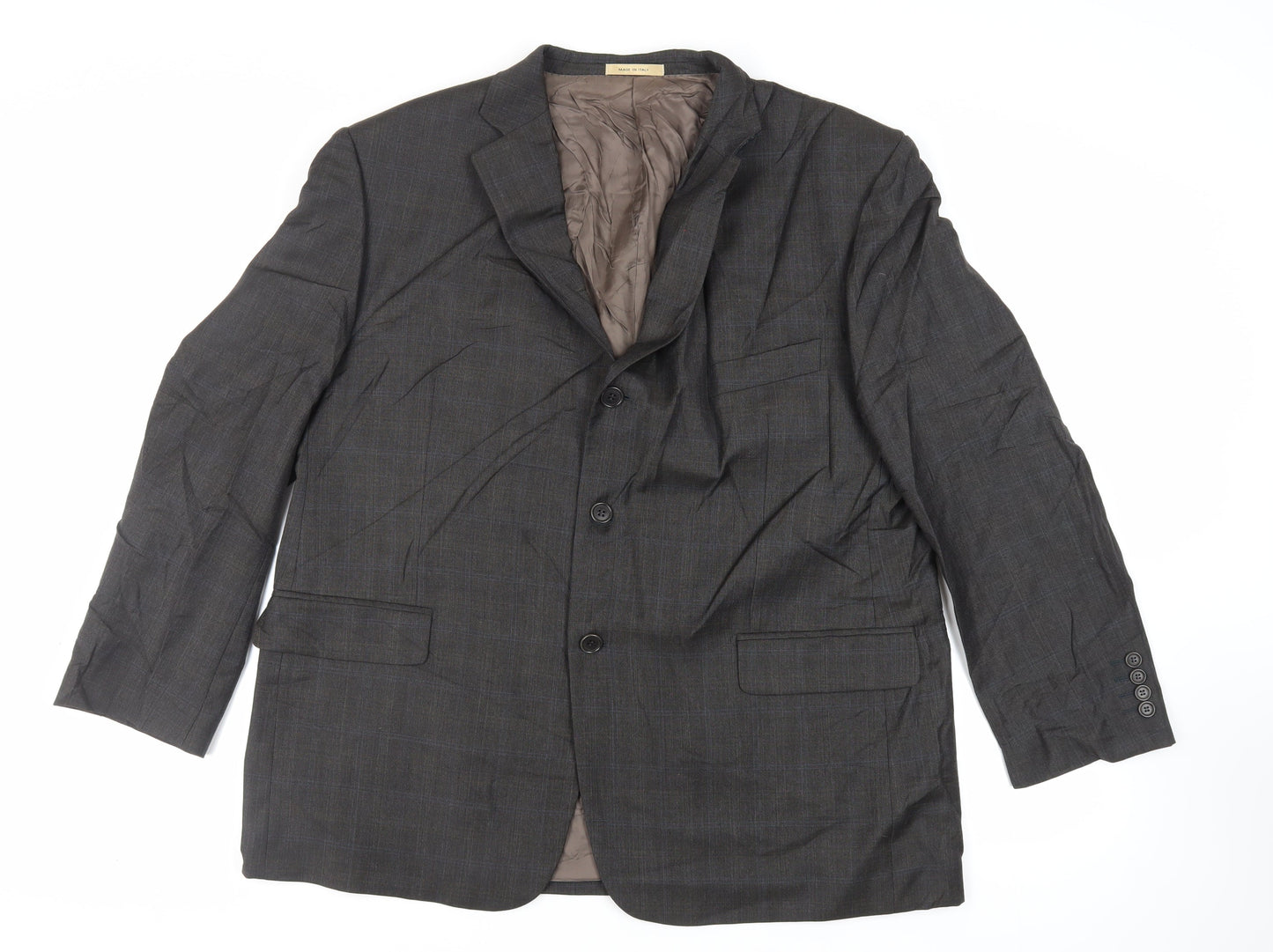 Marks and Spencer Mens Grey Plaid Wool Jacket Suit Jacket Size 46 Regular