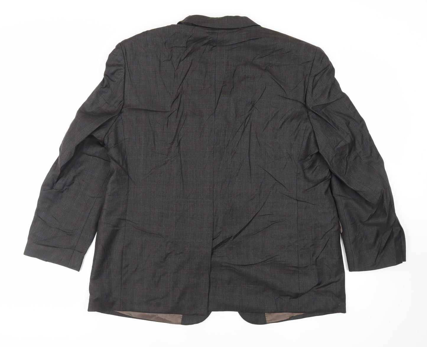 Marks and Spencer Mens Grey Plaid Wool Jacket Suit Jacket Size 46 Regular