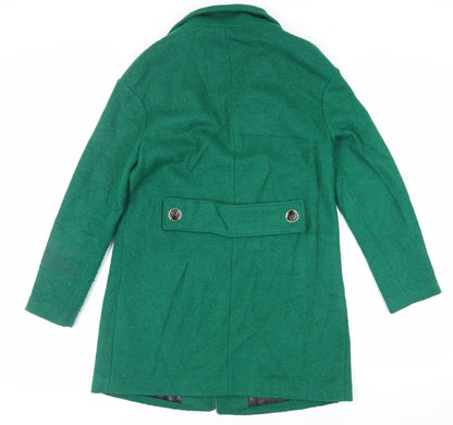 Marks & Spencer Womens Green Pea Coat Coat Size 10 Button
