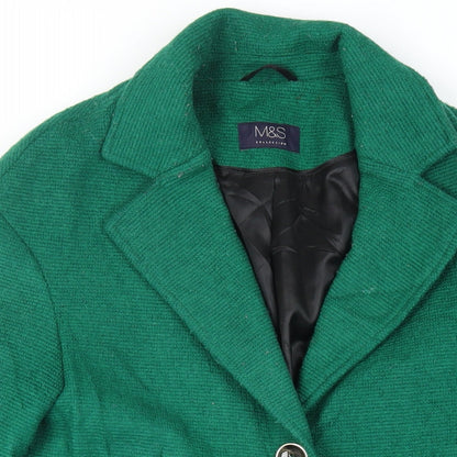 Marks & Spencer Womens Green Pea Coat Coat Size 10 Button