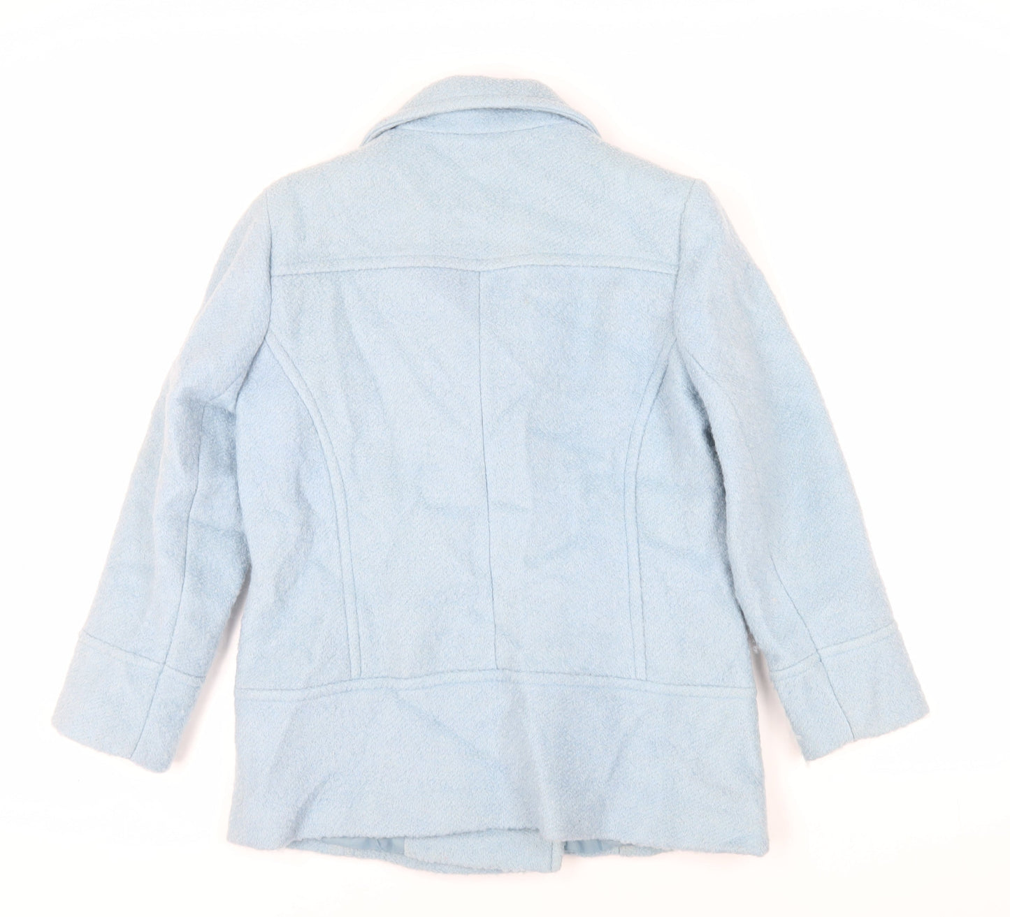 M&Co Womens Blue Pea Coat Coat Size 12 Button
