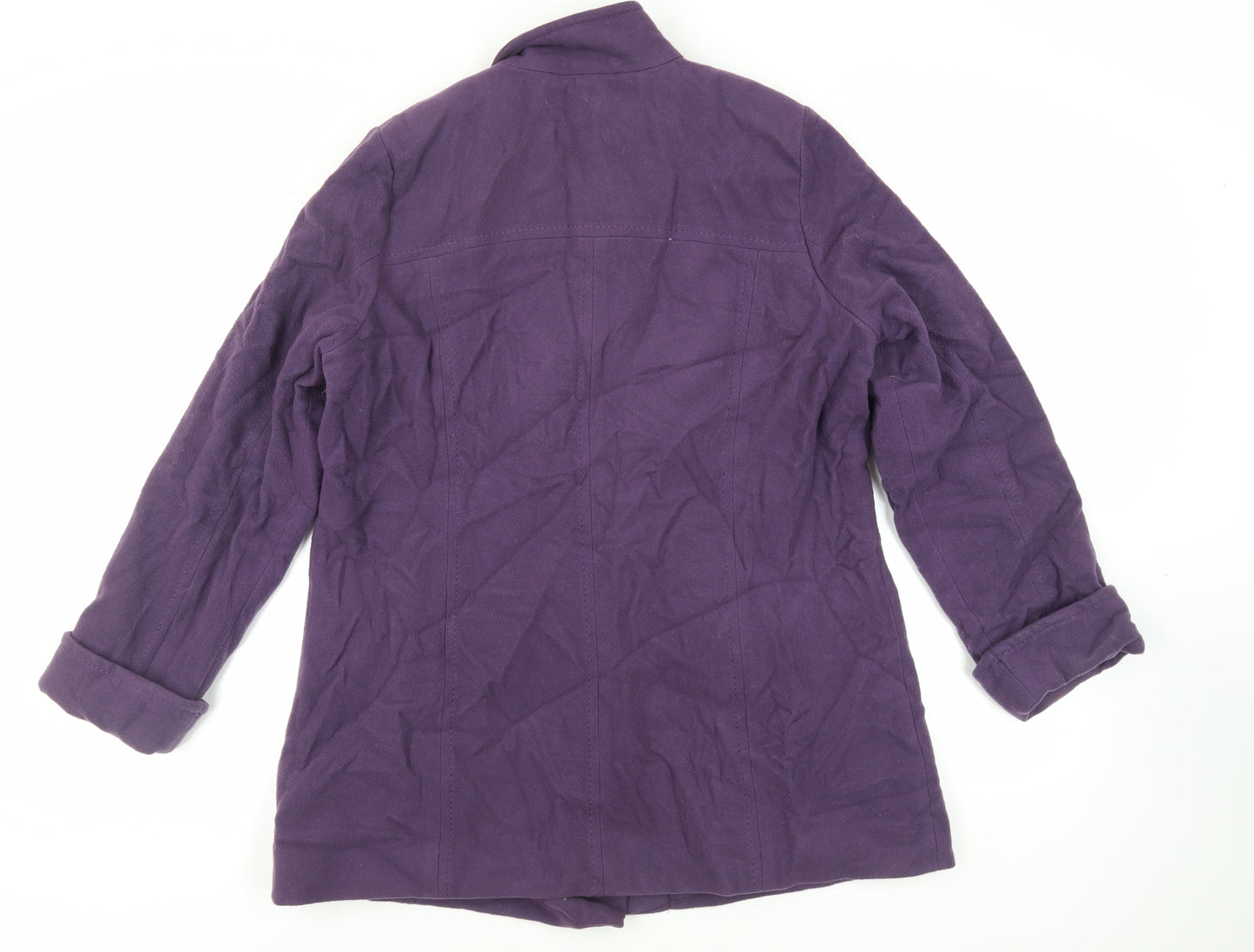 Marks and Spencer Womens Purple Pea Coat Coat Size 14 Button