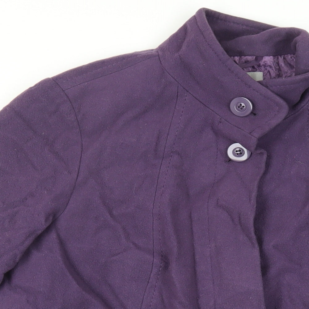 Marks and Spencer Womens Purple Pea Coat Coat Size 14 Button