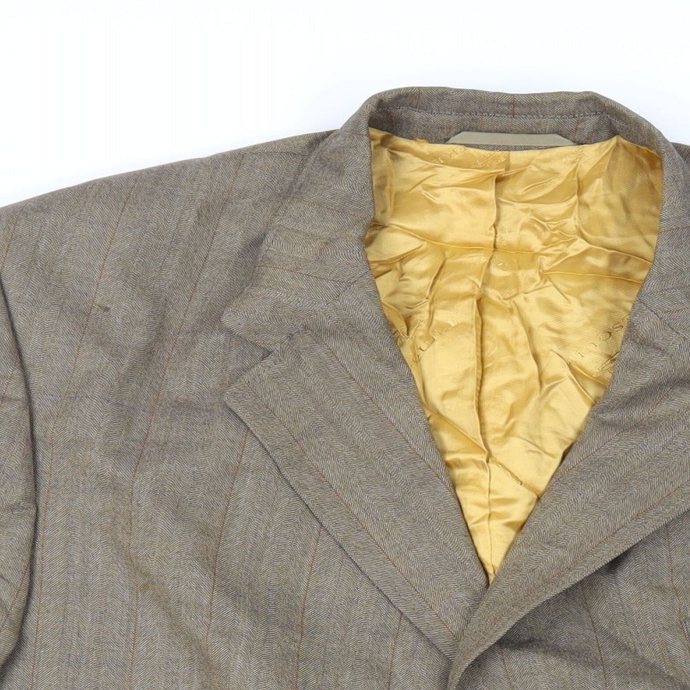 Gurteen Mens Brown Striped Wool Jacket Suit Jacket Size 46 Regular