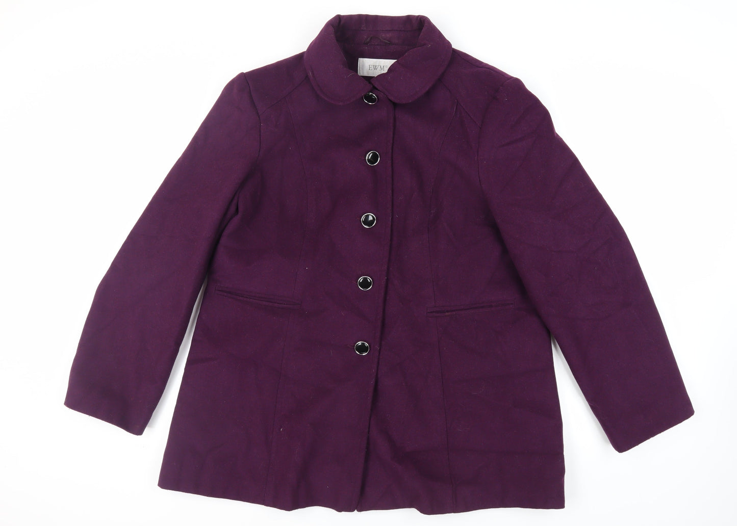 EWM Womens Purple Pea Coat Coat Size 20 Button