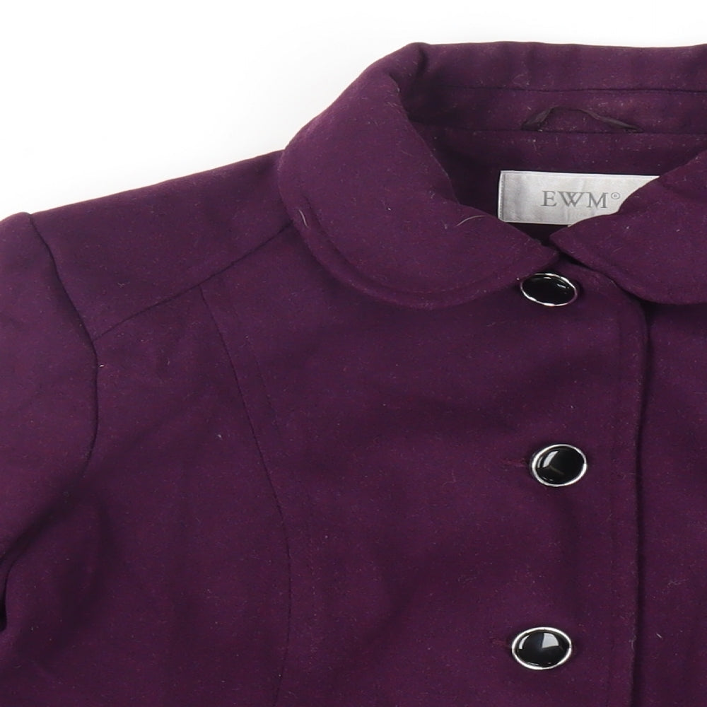 EWM Womens Purple Pea Coat Coat Size 20 Button