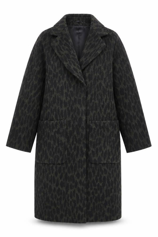 Very Womens Green Animal Print Overcoat Coat Size 10 Button
