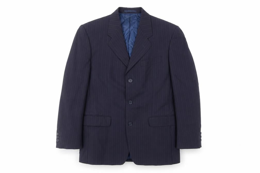 Carveste Mens Blue Striped Wool Jacket Suit Jacket Size 38 Regular