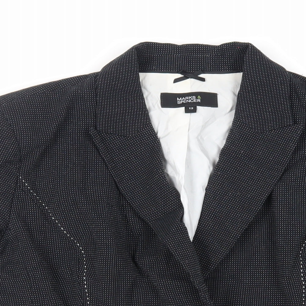 Marks and Spencer Womens Black Polka Dot Jacket Blazer Size 12 Button
