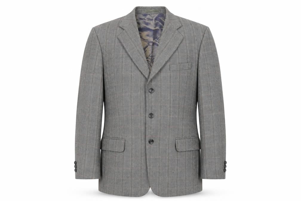 Varteks Mens Grey Plaid Wool Jacket Suit Jacket Size 42 Regular