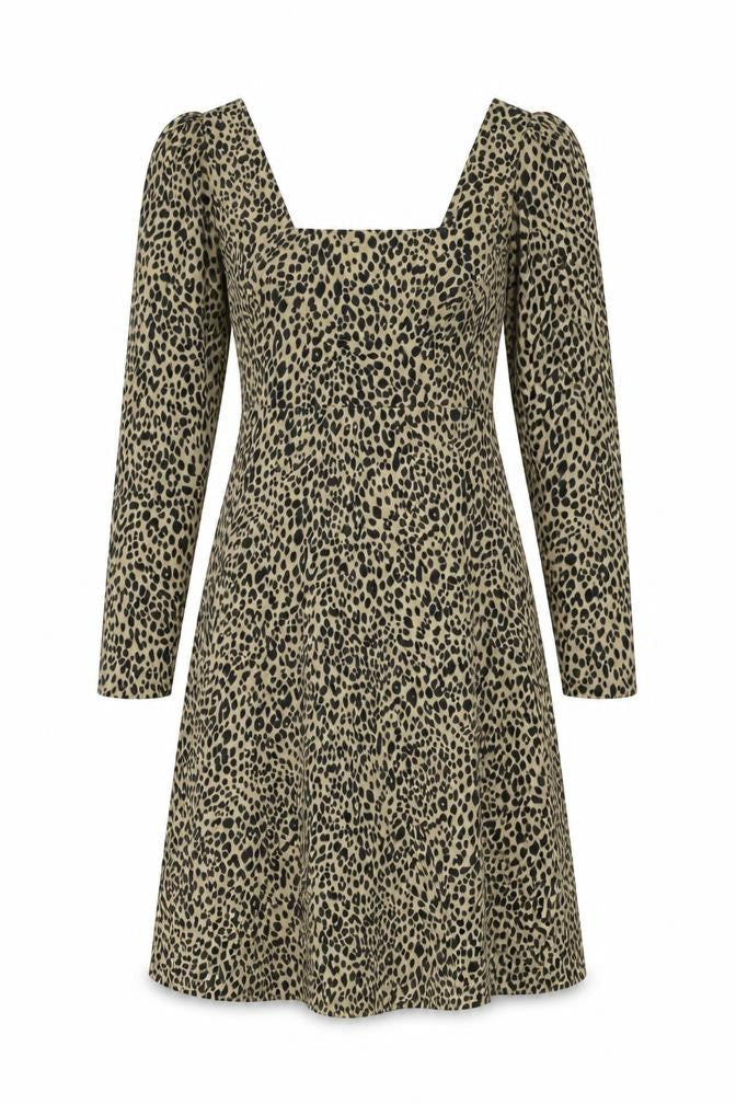 Nasty Gal Womens Beige Geometric Polyester A-Line Size 8 Square Neck Zip