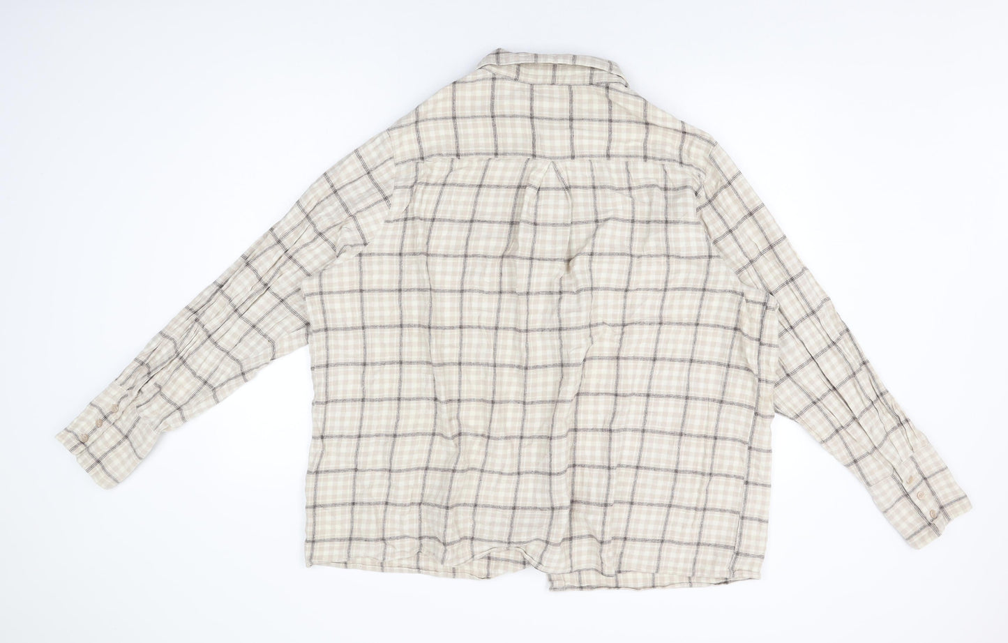 PRETTYLITTLETHING Womens Beige Geometric Cotton Basic Button-Up Size 14 Collared