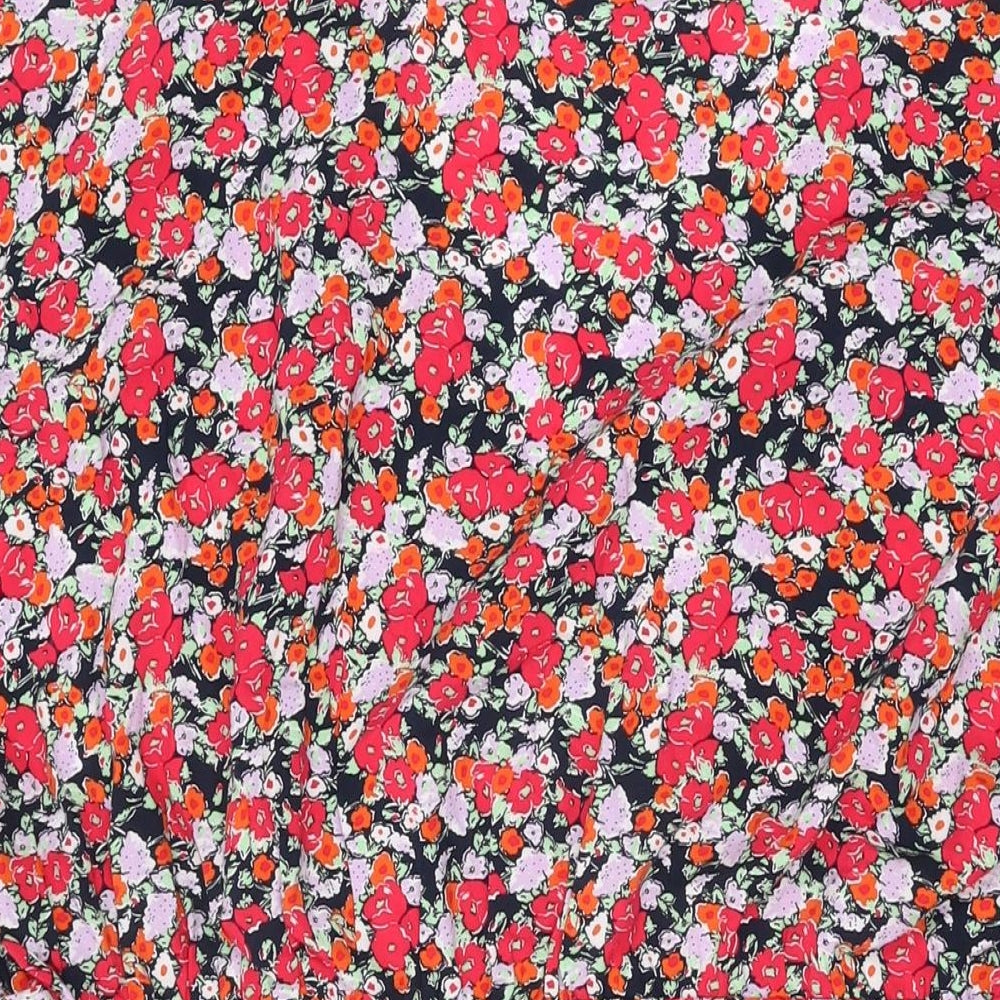Marks and Spencer Womens Multicoloured Floral Viscose Shift Size 20 V-Neck Drawstring