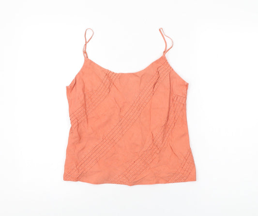 Marks and Spencer Womens Red Linen Camisole T-Shirt Size 12 Round Neck