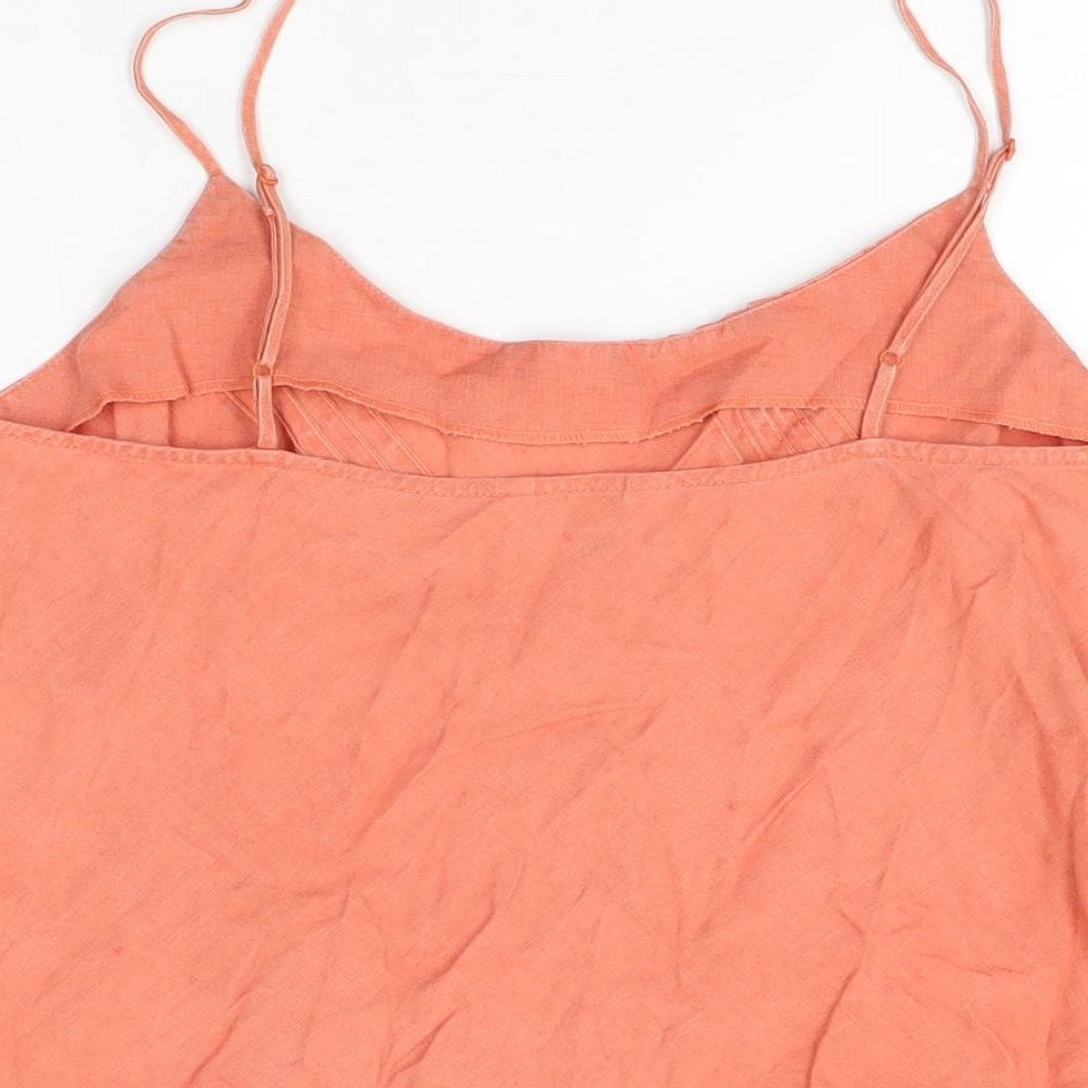 Marks and Spencer Womens Red Linen Camisole T-Shirt Size 12 Round Neck