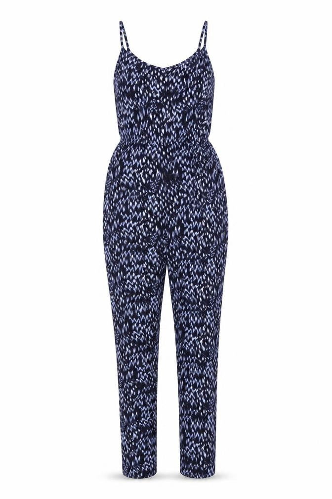 Dorothy Perkins Womens Blue Geometric Viscose Jumpsuit One-Piece Size 8 L29 in Button