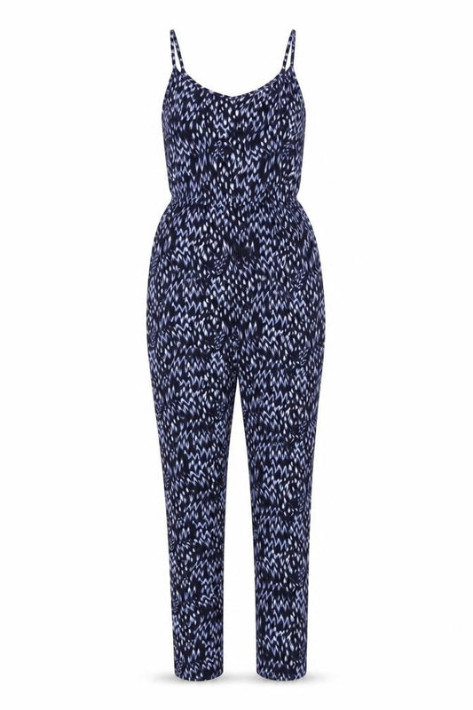 Dorothy Perkins Womens Blue Geometric Viscose Jumpsuit One-Piece Size 8 L29 in Button