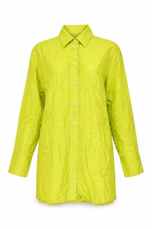 Zara Womens Green Viscose Shirt Dress Size L Collared Button