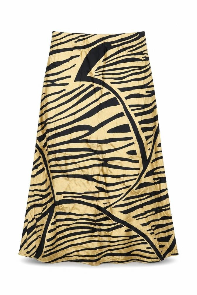 H&M Womens Beige Geometric Viscose Flare Skirt Size S