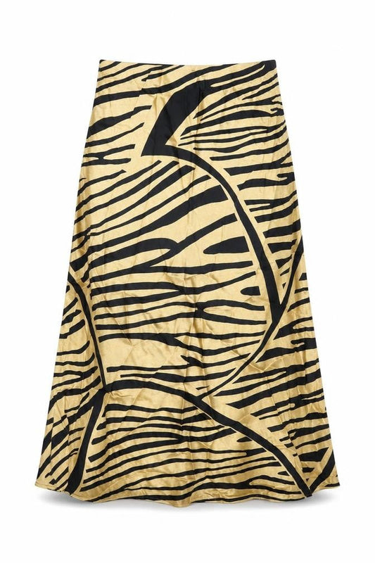 H&M Womens Beige Geometric Viscose Flare Skirt Size S
