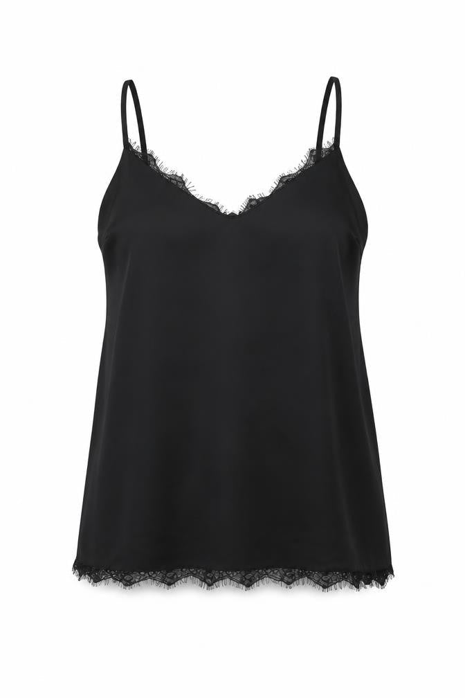 Lipsy Womens Black Polyester Camisole T-Shirt Size 12 V-Neck