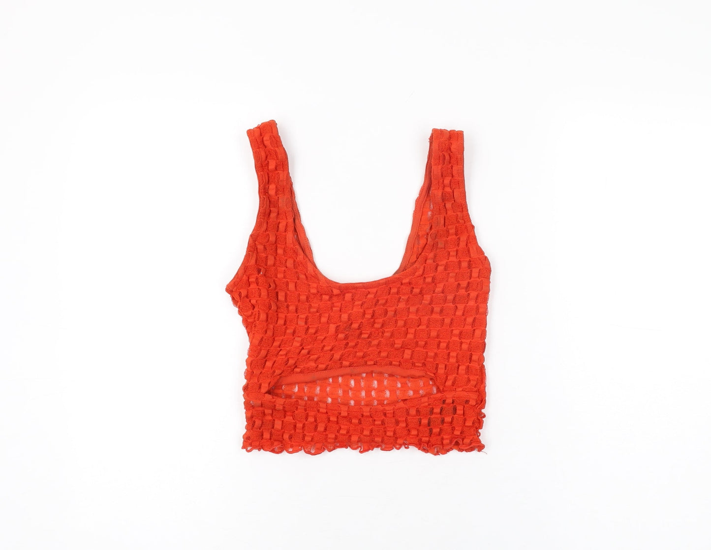 As You Womens Red Polyester Cropped T-Shirt Size 10 Scoop Neck