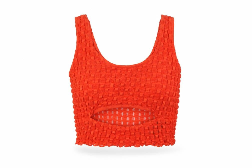 As You Womens Red Polyester Cropped T-Shirt Size 10 Scoop Neck