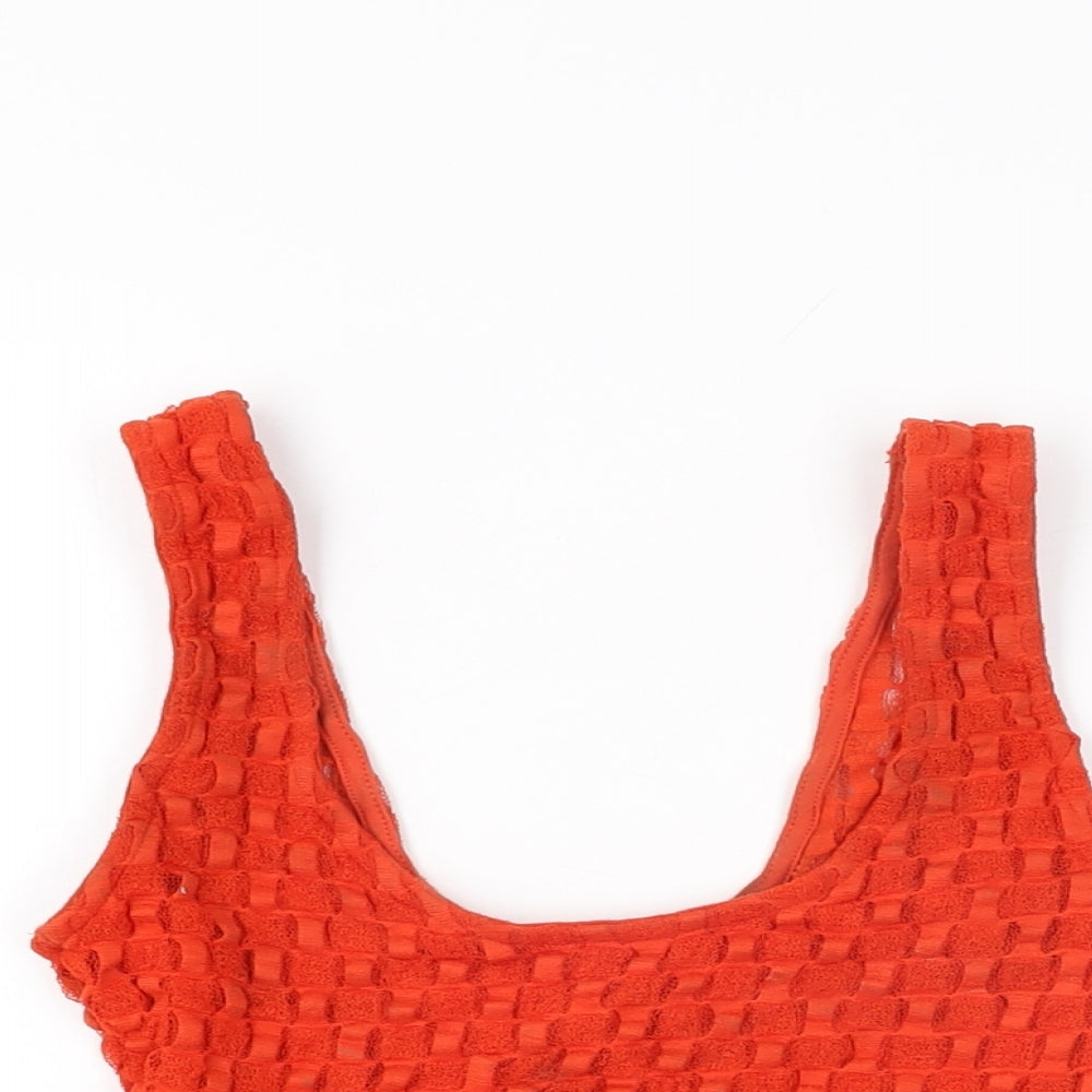 As You Womens Red Polyester Cropped T-Shirt Size 10 Scoop Neck