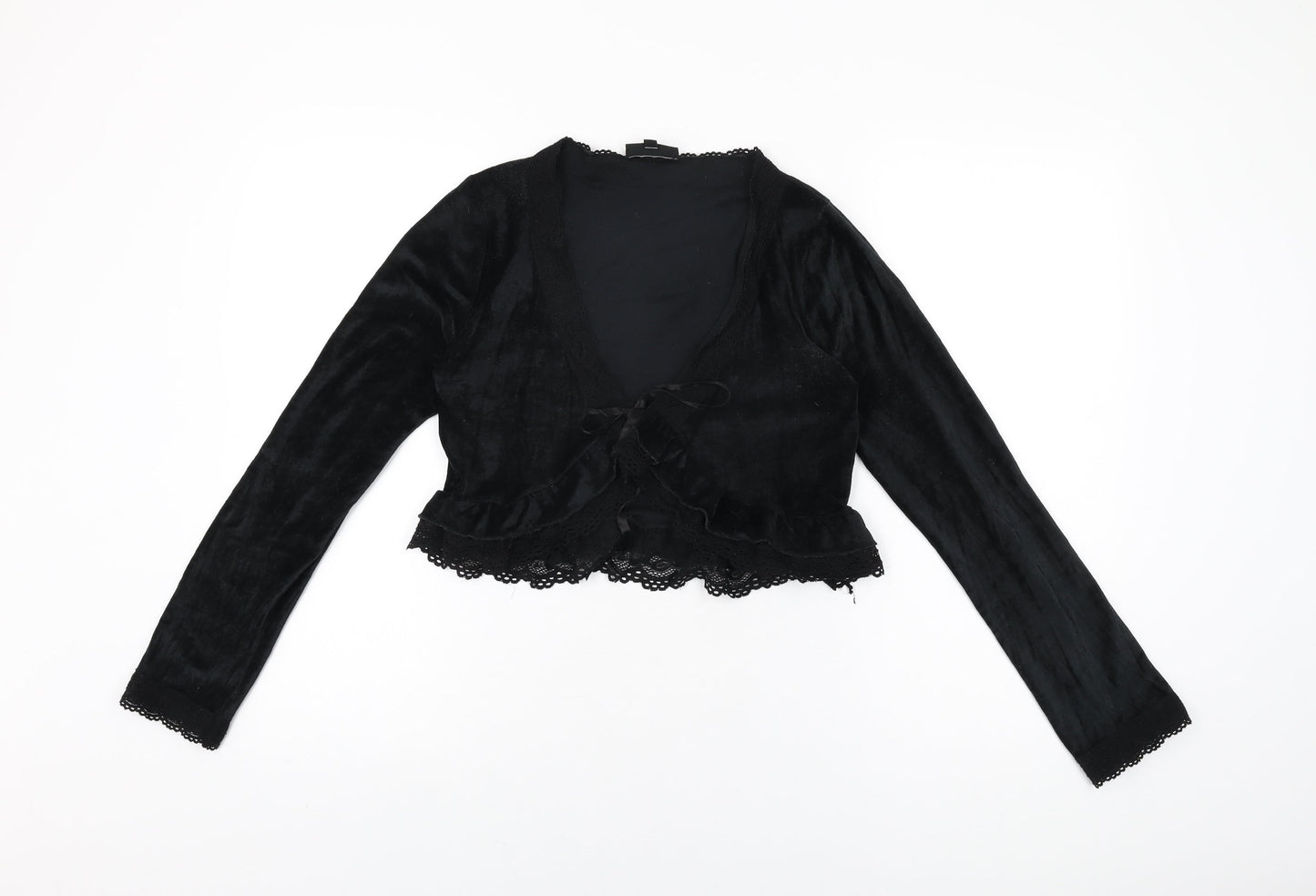 Warehouse Womens Black Polyester Basic T-Shirt Size 10 V-Neck