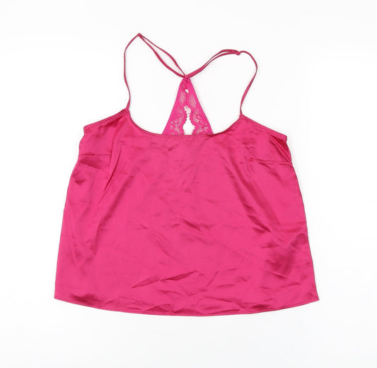 Marks and Spencer Womens Pink Solid Polyester Cami Pyjama Top Size XS