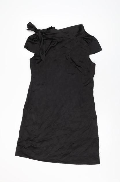 SOFT GREY Womens Black Polyester Shift Size 12 Boat Neck Pullover