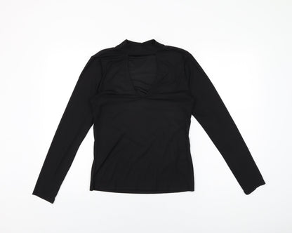 H&M Womens Black Polyester Basic T-Shirt Size M Round Neck