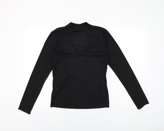H&M Womens Black Polyester Basic T-Shirt Size M Round Neck