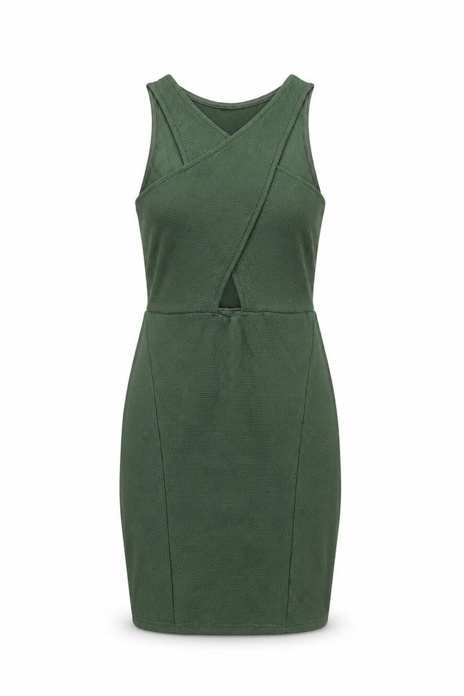 Miss Selfridge Womens Green Polyester Bodycon Size 8 V-Neck Pullover