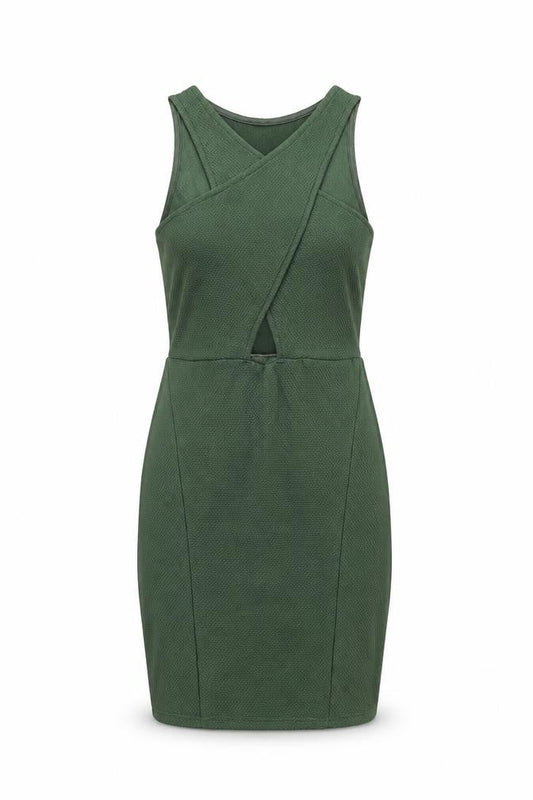 Miss Selfridge Womens Green Polyester Bodycon Size 8 V-Neck Pullover