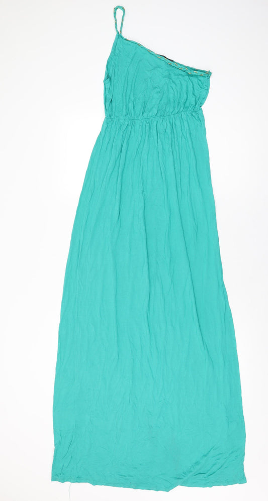 Fashion Union Womens Green Polyester Maxi Size 8 One Shoulder Pullover
