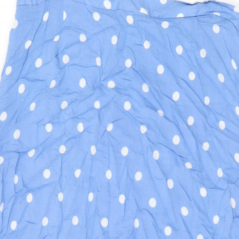 Marks and Spencer Womens Blue Polka Dot Viscose Swing Skirt Size 16 Zip