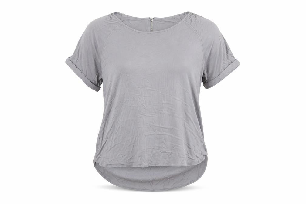 Marks & Spencer Womens Grey Viscose Basic T-Shirt Size 14 Round Neck