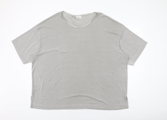 essence Womens Grey Polyester Basic T-Shirt Size 30 Round Neck