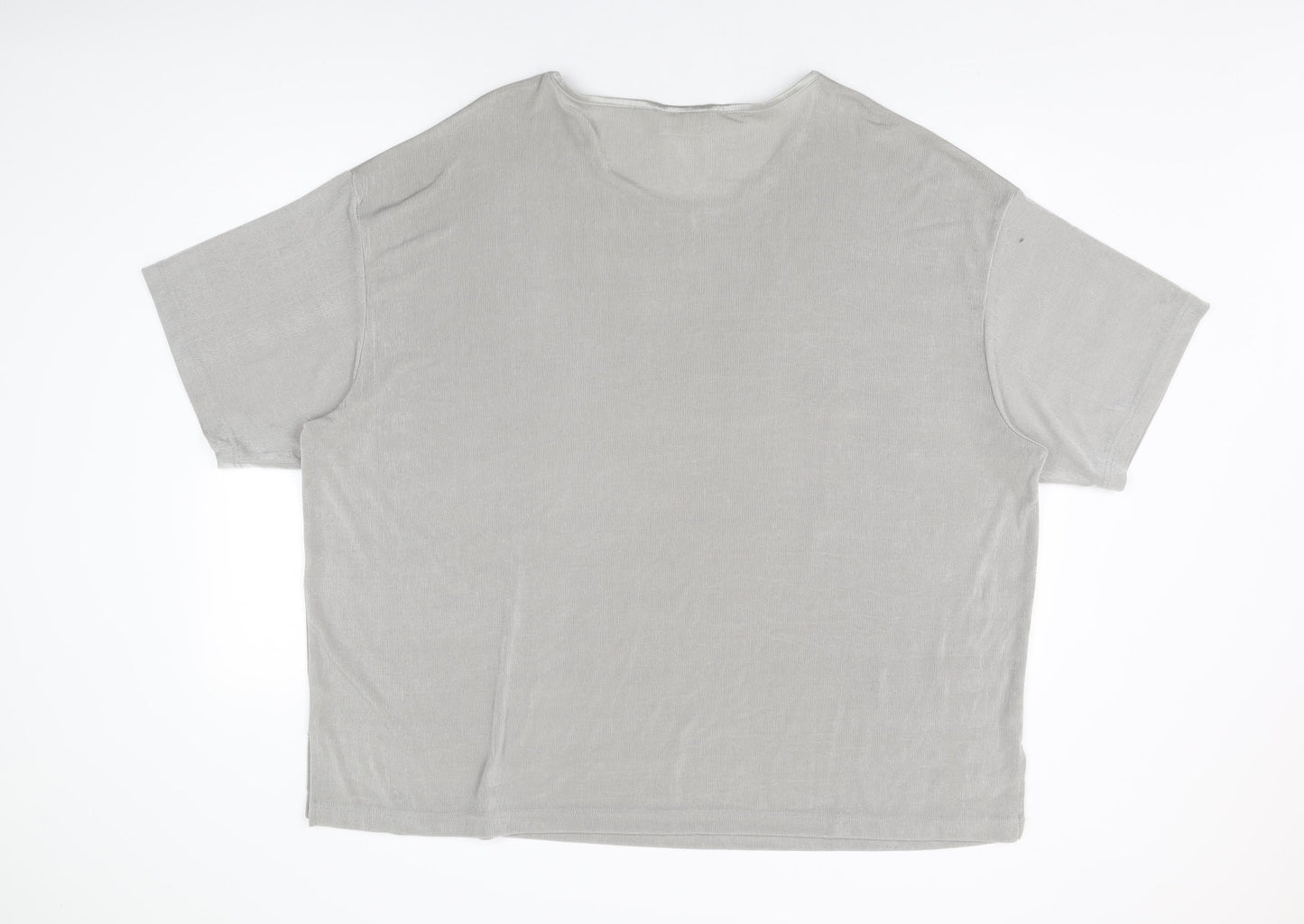 essence Womens Grey Polyester Basic T-Shirt Size 30 Round Neck