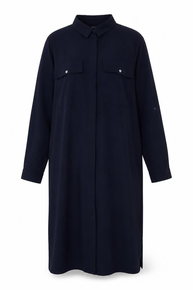 Warehouse Womens Blue Polyester Shift Size 8 Collared Button