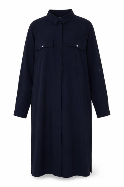 Warehouse Womens Blue Polyester Shift Size 8 Collared Button