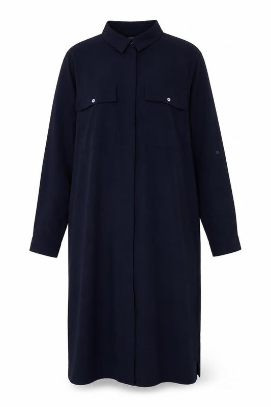 Warehouse Womens Blue Polyester Shift Size 8 Collared Button