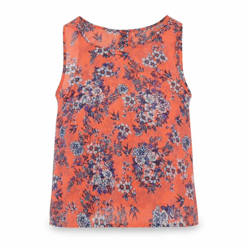 Select Womens Pink Floral Polyester Basic T-Shirt Size 8 Round Neck