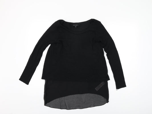 New Look Womens Black Polyester Basic T-Shirt Size S Round Neck
