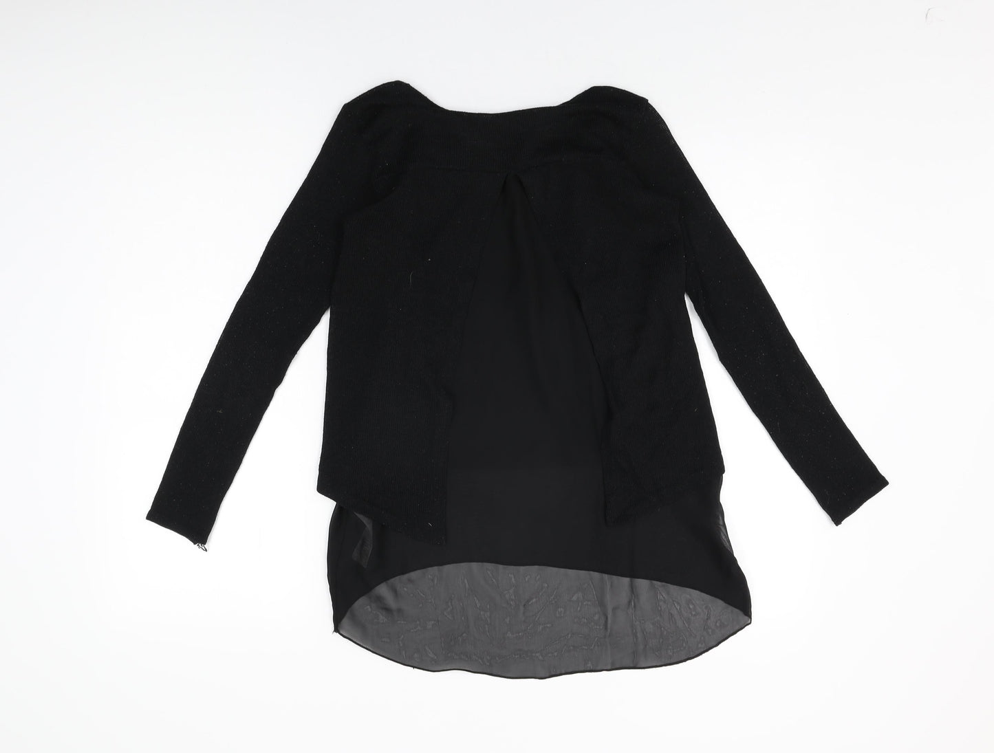 New Look Womens Black Polyester Basic T-Shirt Size S Round Neck