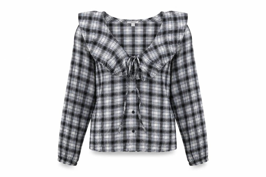 Topshop Womens Blue Geometric Viscose Basic Button-Up Size 6 V-Neck